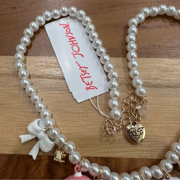 Betsey Johnson Babycakes Necklace With Faux Pearls &  Mixer & Croissant Pink - Picture 3 of 3